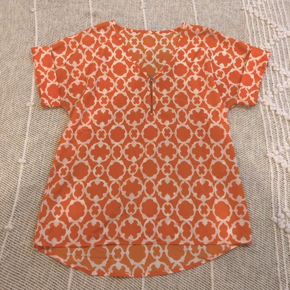 Boho V-neck Zip-up Top - Picture 3 of 10